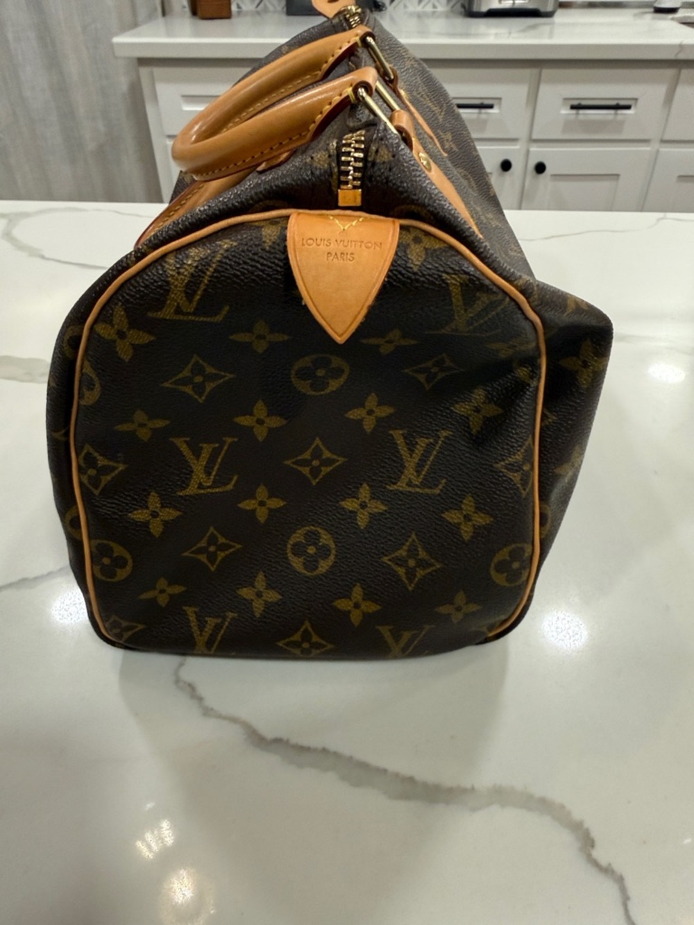 Louis Vuitton Brown Monogram Satchel with Tan Leather Handles - Picture 8 of 16